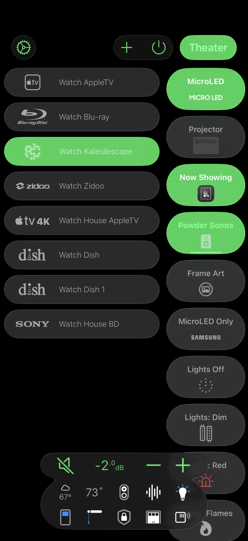 Roomie Remote X on iPhone — Activities