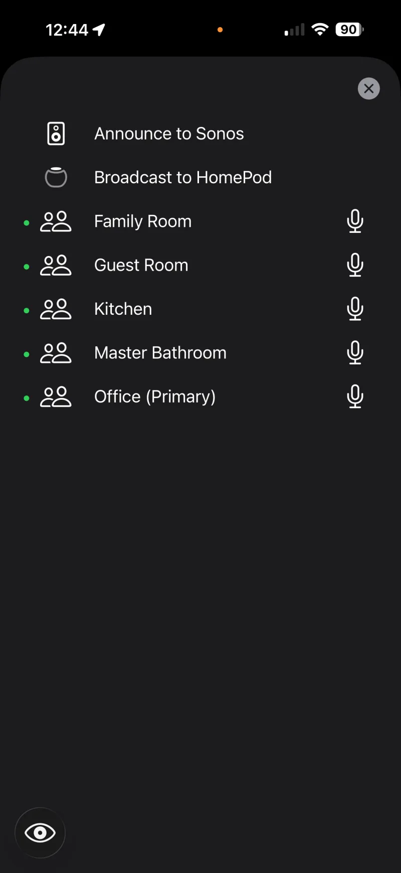 Intercom with Sonos, HomePod, and room-to-room